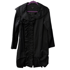 Black Ruffled Front Women's Coat